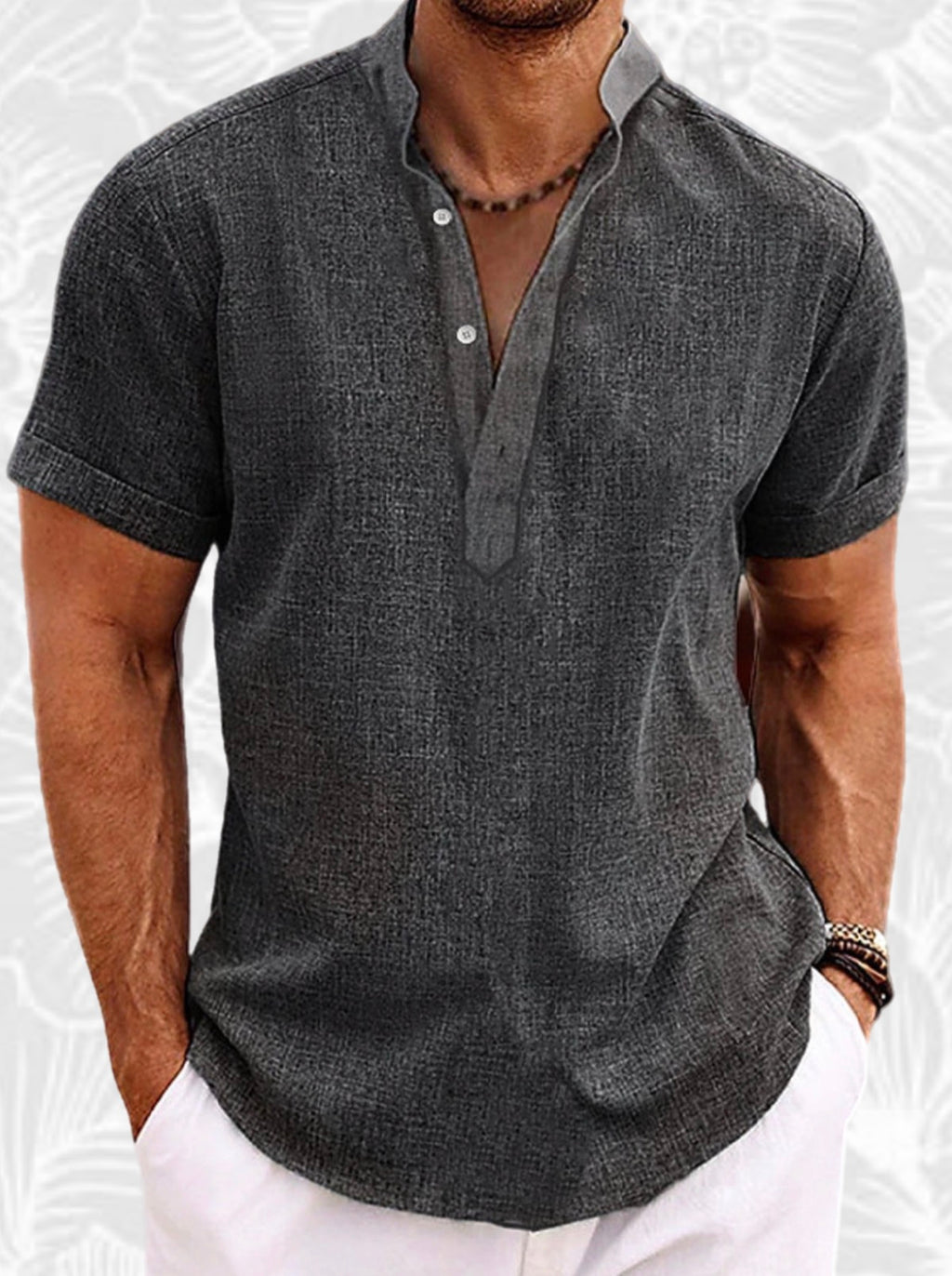 Camisa Henley de Lino – Frescura natural, estilo sofisticado